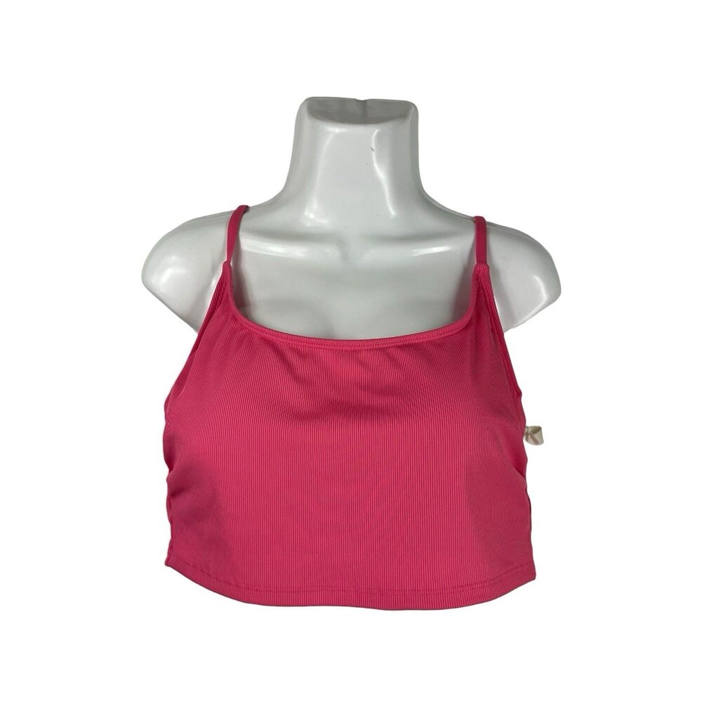 Shade & Shore Ribbed Bikini Top XL 16 Pink Bralette Swim Crop Bathing Suit NWT